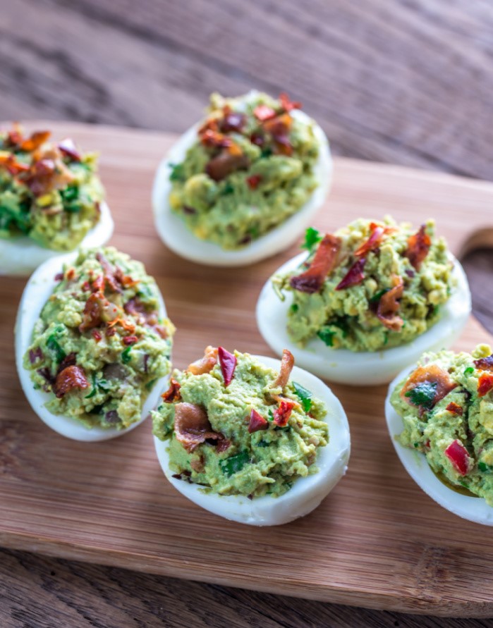 Deviled Eggs with Guacamole and Bacon