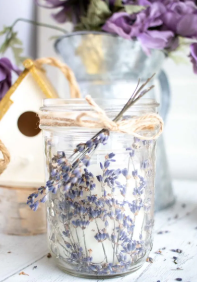 mason jar candles with lavender