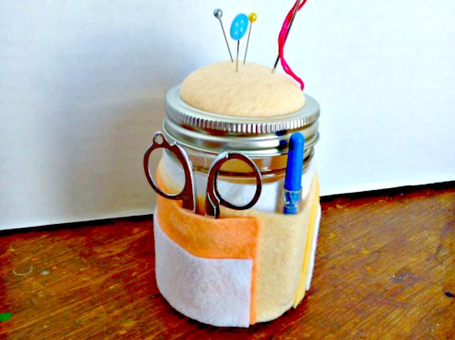 Mason Jar Sewing Kit From Old Coffee Cans