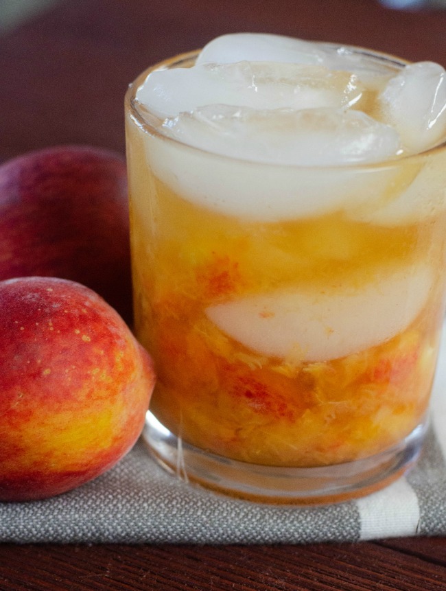 Peach Bourbon Smash refreshing drink perfect for summer
