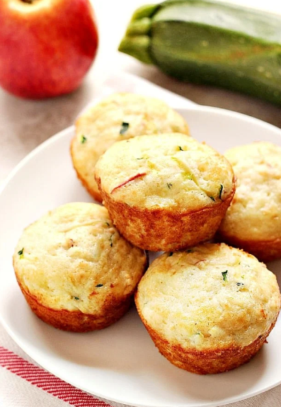 soft and fluffy apple zucchini muffins perfect for after-school fall snack