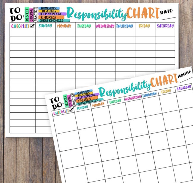 Back To School Responsibility Chart printable