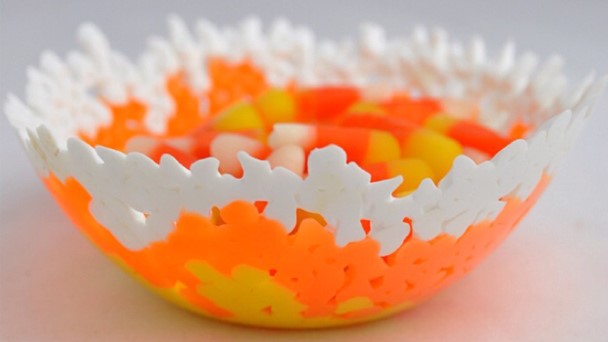 Candy corn melted perler bead bowl