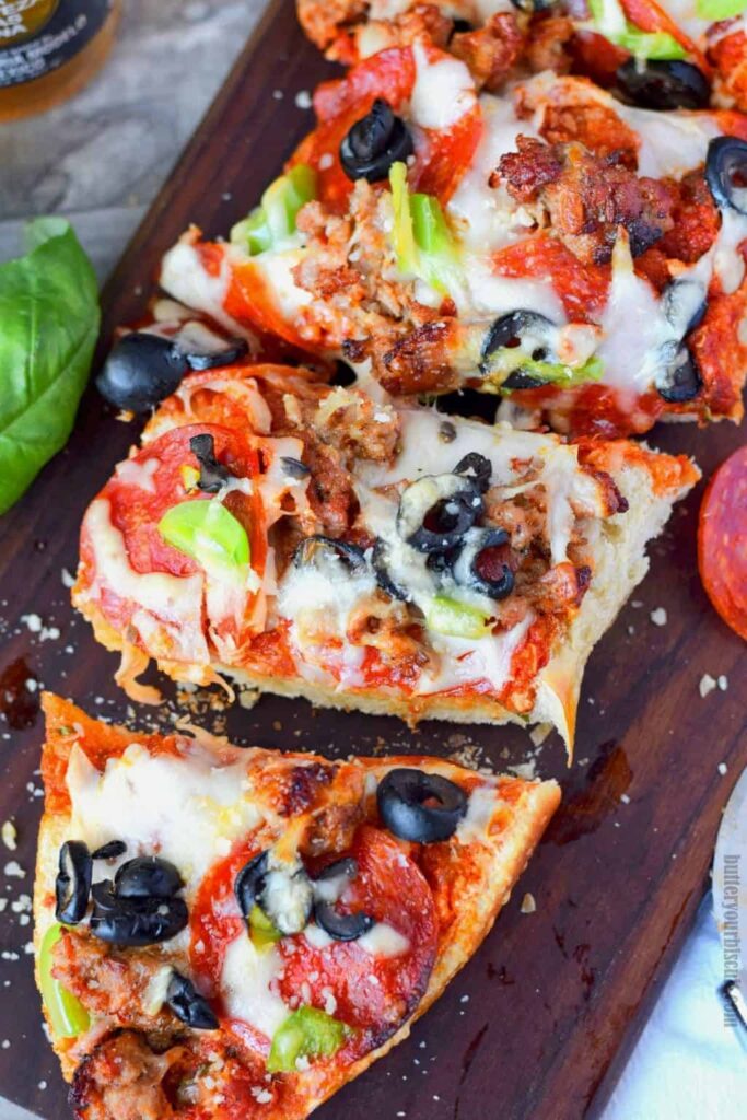 Grilled French bread pizza