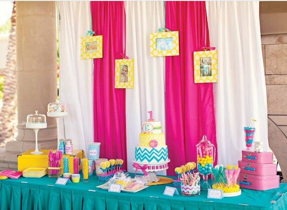 Colorful Chevron and Polka Dots First Birthday Party