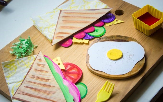 Grilled sandwich paper crafts for kids a pretend play food