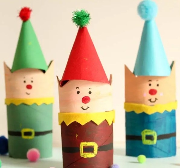 Christmas Elf craft made of Cardboard Tube