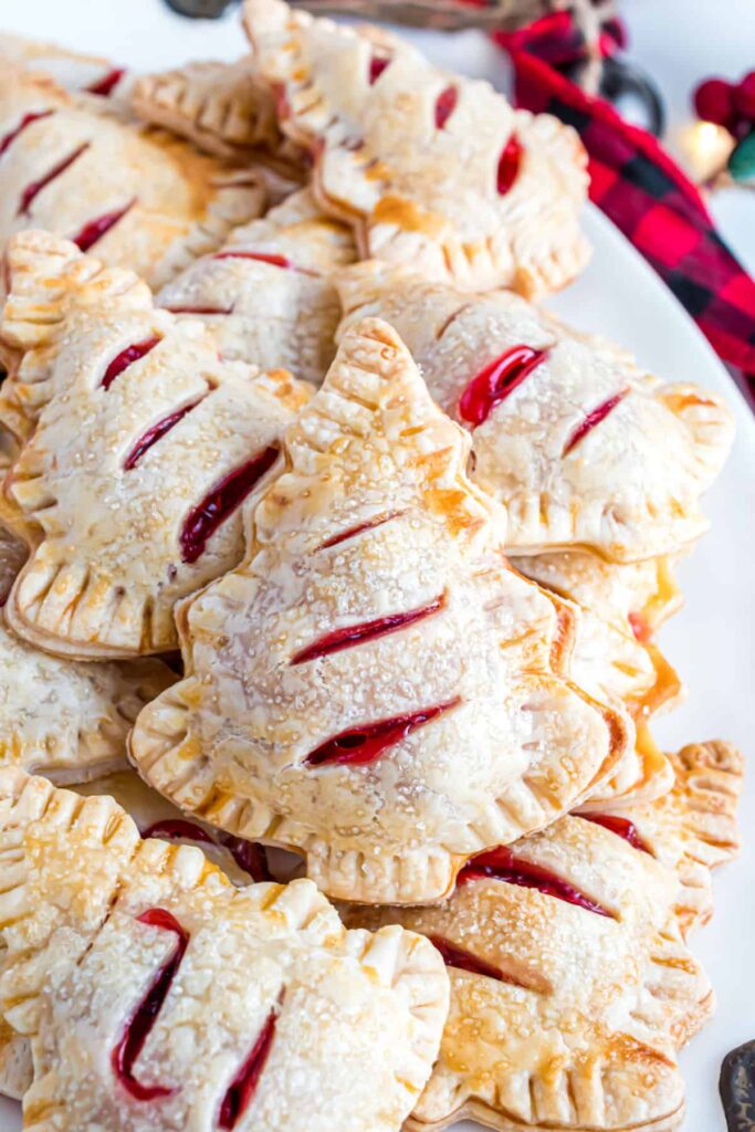 Cherry Hand Pies shaped like Christmas trees