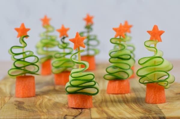 cucumber Christmas trees a healthy festive party snack