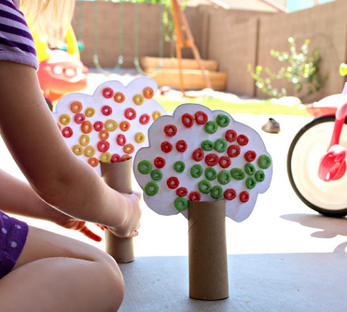 Toilet Paper Roll Fall Tree Craft Using Fruit Loops