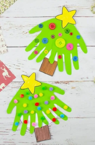Handprint Christmas tree cards