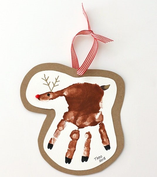 handprint reindeer Christmas ornament