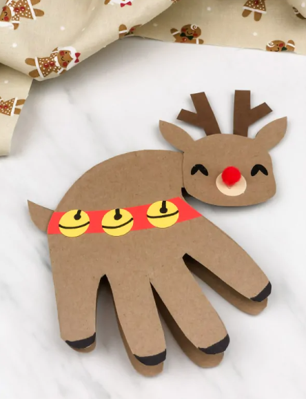 handprint reindeer card for Christmas
