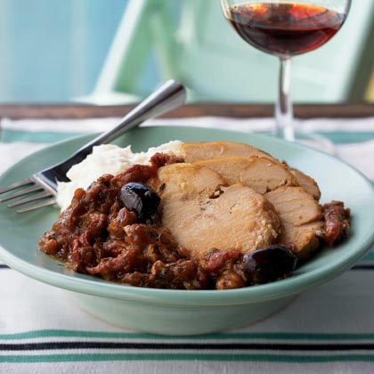 Mediterranean slow cooker roast turkey with mashed potatoes
