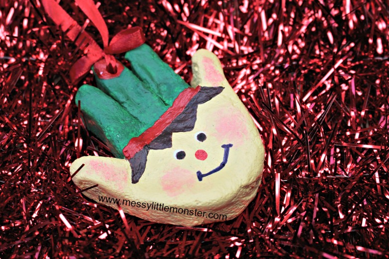 Salt dough handprint Elf ornament
