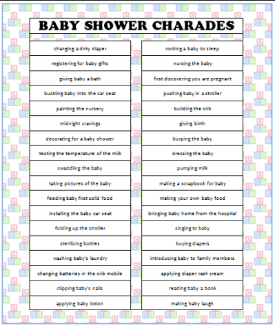 baby shower charades