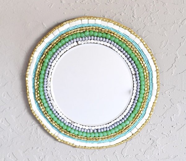 stunning Round Beaded Wall Mirror 