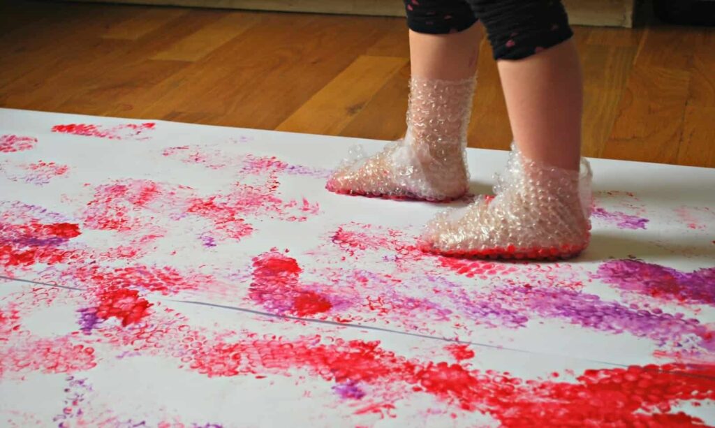 Bubble Wrap Stomp Painting kids will enjoy
