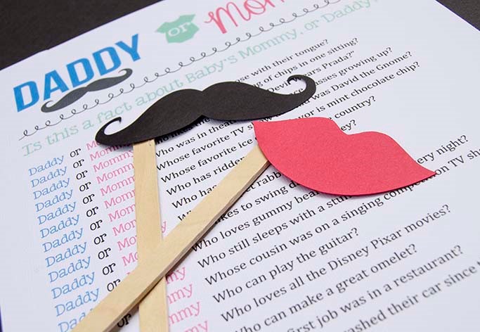 “Daddy or Mommy? baby shower game it's a list of interesting facts about each of them and mixed them all up in a list together