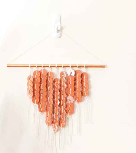DIY heart shaped copper washer wall hanging