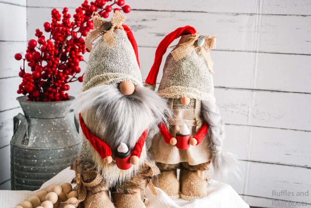 Cute DIY Farmhouse Gnomes with Boots from Socks