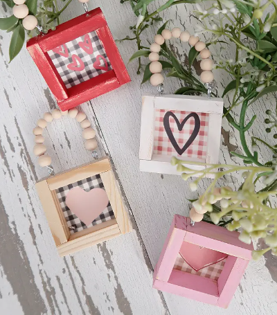 farmhouse style Jenga Valentine Ornaments