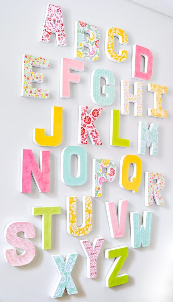 DIY mod podge wall letters
