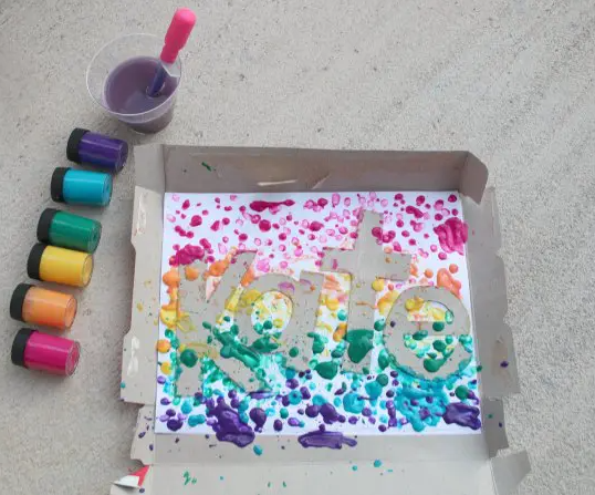 Fun drip painting rainbow name activity for kids