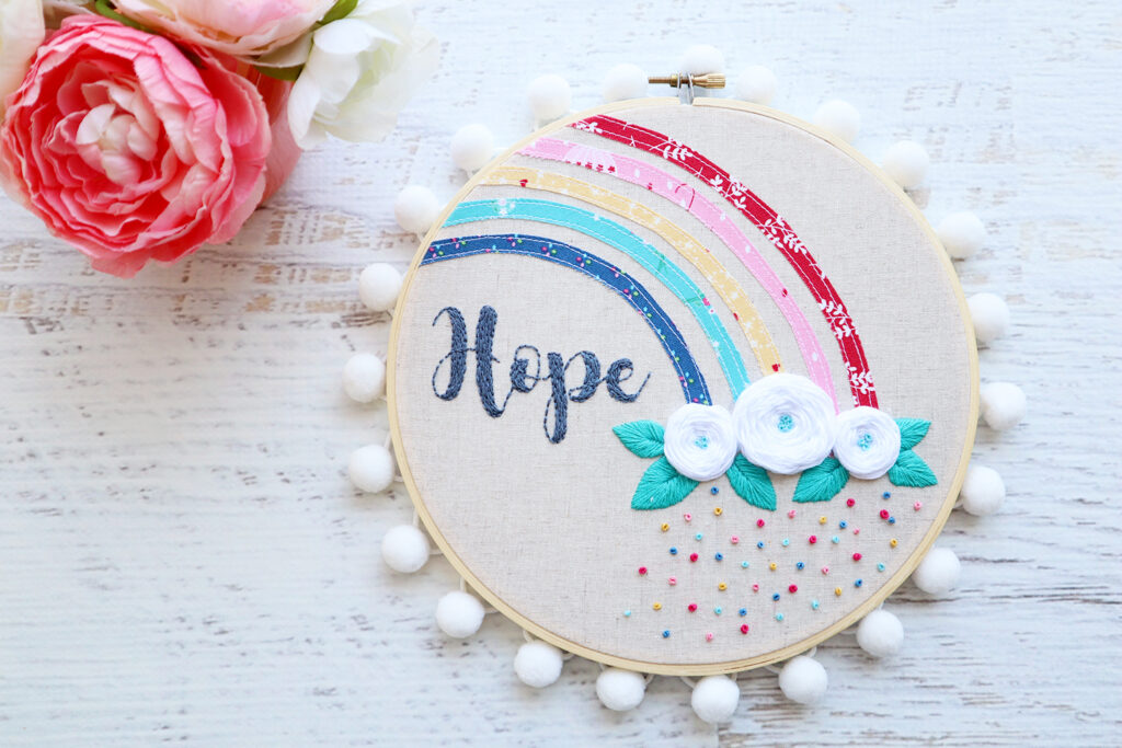 Hope Rainbow Embroidery Hoop Art