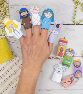 orgeous nativity puppet set has Mary, Joseph, Baby Jesus, three kings, an angel, a shepherd, a sheep and a donkey, a fun and gorgeous religious Christmas craft for kids