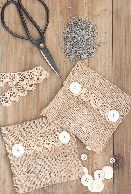 no sew burlap lavender sachets