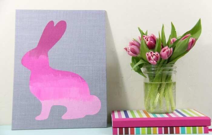 A cute Ombre burlap bunny canvas
