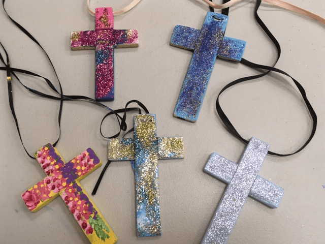 painted wooden crosses