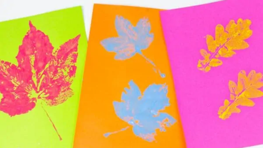 Pop Art Leaf Printing a fun painting activity with kids