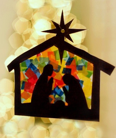 adorable stained glass nativity perfect to make with kids this Christmas