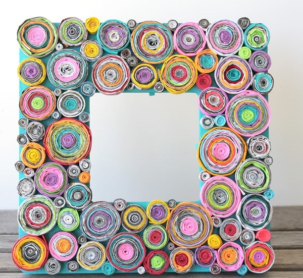 Upcycled rolled paper DIY frame