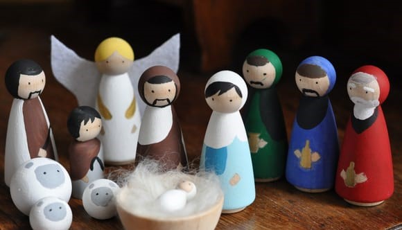 handmade wooden nativity set