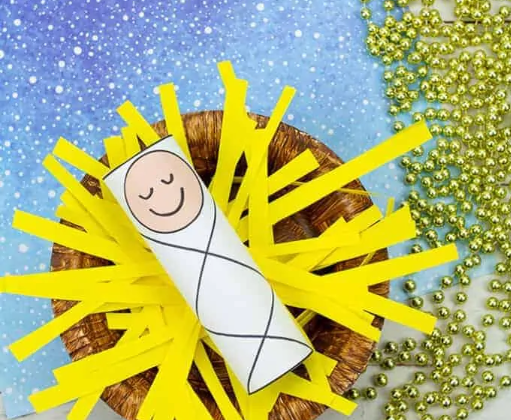 Easy to make cute Baby Jesus In A Manger Craft