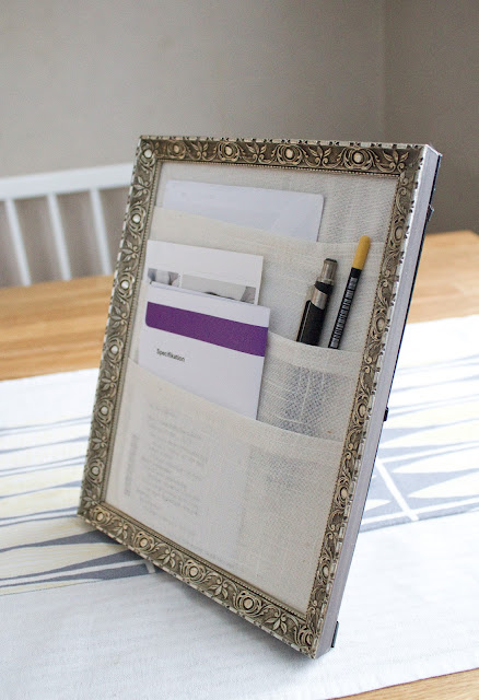 DIY table organizer made from a dollar store frame
