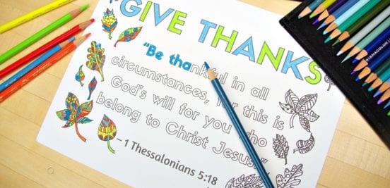 1 Thessalonians 5:18 coloring sheet about thankfulness