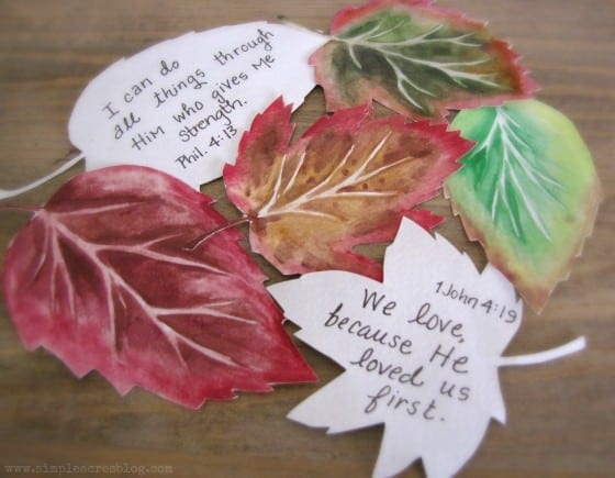 Watercolor leaves with bible verses