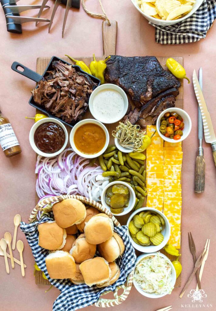 Barbecue beef brisket slider board