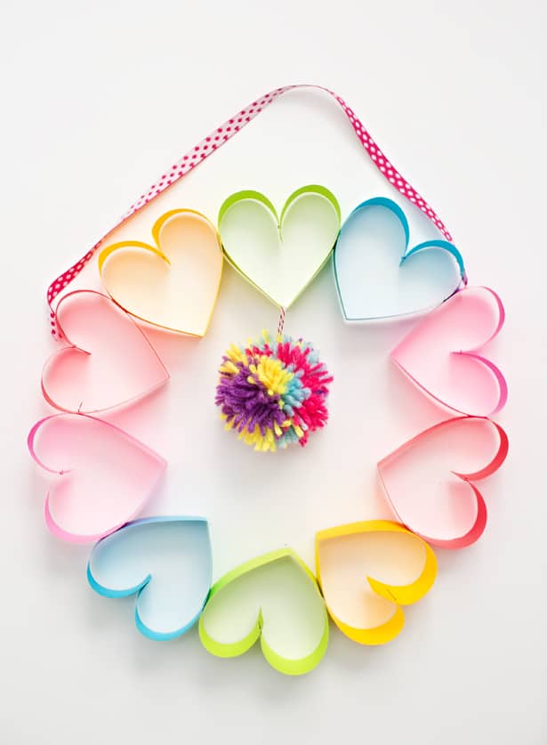 A beautiful Rainbow Heart Paper Wreath