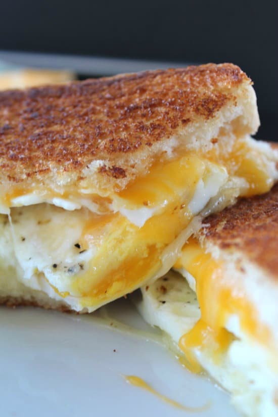 Delicious fried egg grilled cheese sandwich