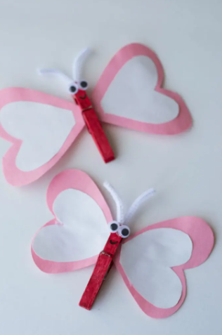 sweet little heart butterfly craft for Valentine’s Day kids can make