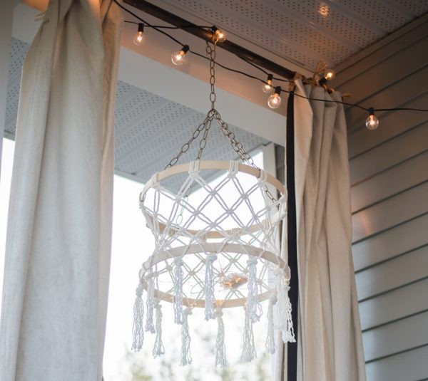 beautiful DIY macrame boho chandelier with fairy lights 