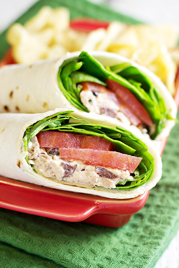 no-mayo Greek Tuna Salad Wraps