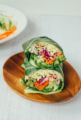 easy and healthy veggie packed hummus collard wraps