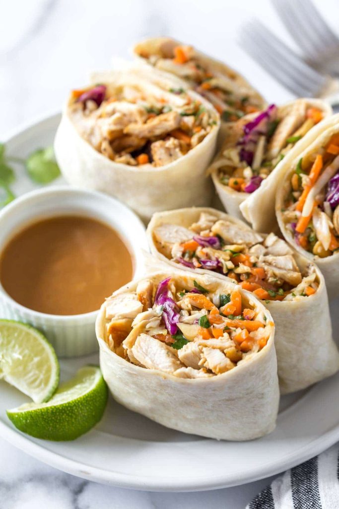 scrumptious and so easy to make Asian peanut chicken wraps